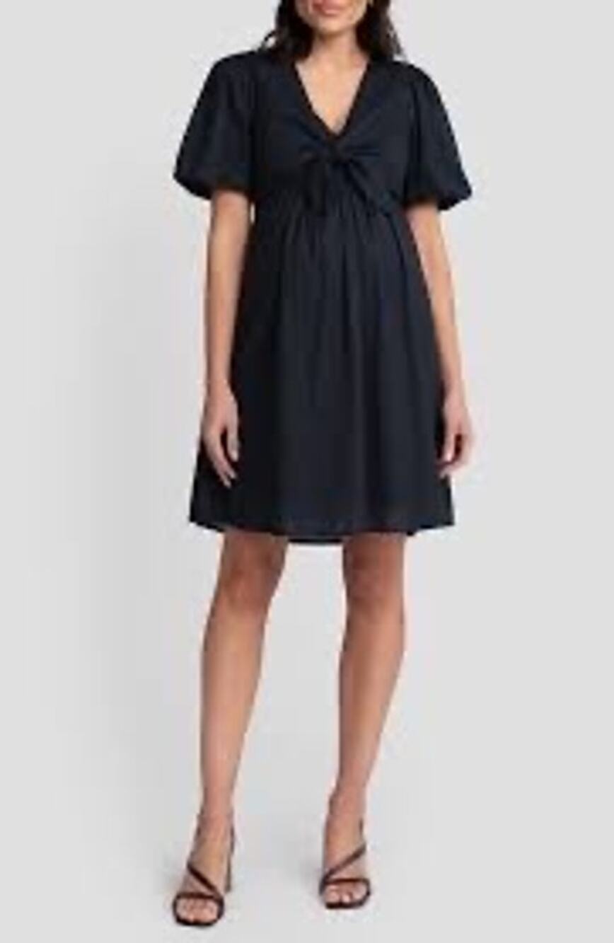 Seraphine Maternity Nursing Tie Front Mini Dress Navy Stripe 6 NWT Baby Shower